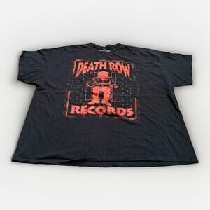 Death Row Records Mens Black Graphic Print Short Sleeve T-Shirt Size 4X